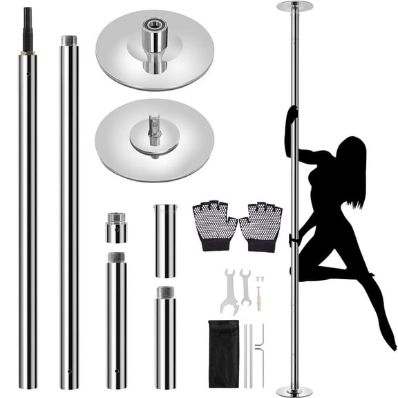 Topeakmart 6.9-9' Height Adjustable Chrome-plated Steel Dance Pole, Silver
