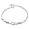 thumbnail image 1 of 925 pulsera de plata ajustable brazalete pulseras de corazón para las mujeres niñas Cubic Zirconia piedra de nacimiento 1pc, 1 of 3
