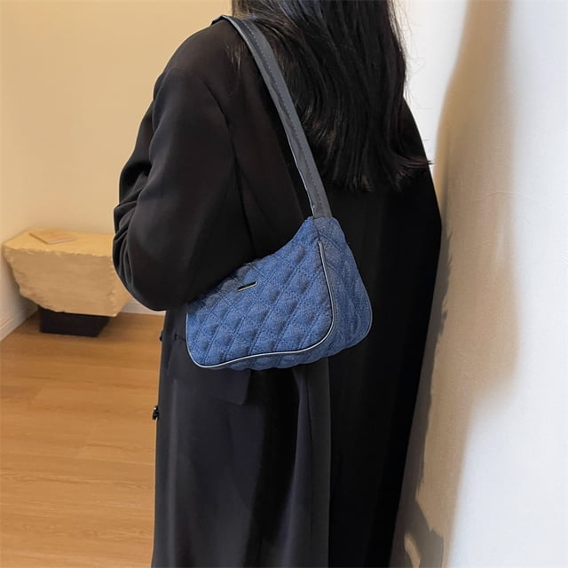 Bolso Mujer Y2K Denim Hombro Moda Underarm Bandolera Bolso Azul Oscuro Azul