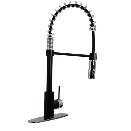 Westbrass KS18A-1226 21 Commercial Style Kitchen Faucet with Dual Function Open Coil Pull Down Sprayer and 1-Lever Handle Oil Rubbed Bronze/Polished Chrome