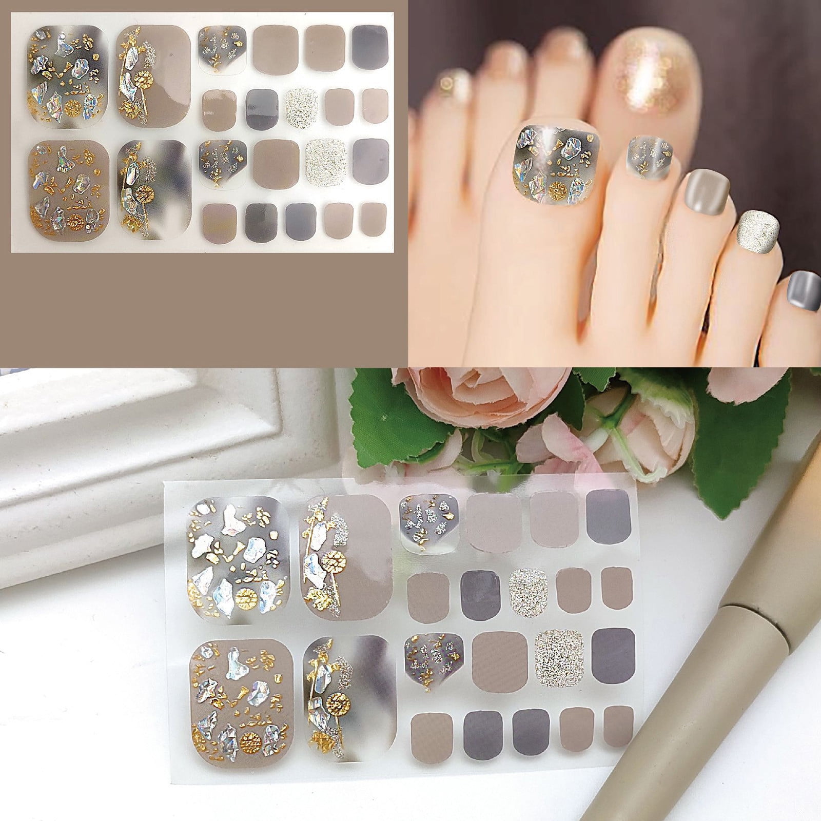 WOXINDA Nail Fouls for Acrylic Nails Jewels for Nails Butterflies Toe Nail  Stickers Summer Toe Nail Stickers Nail Stickers 