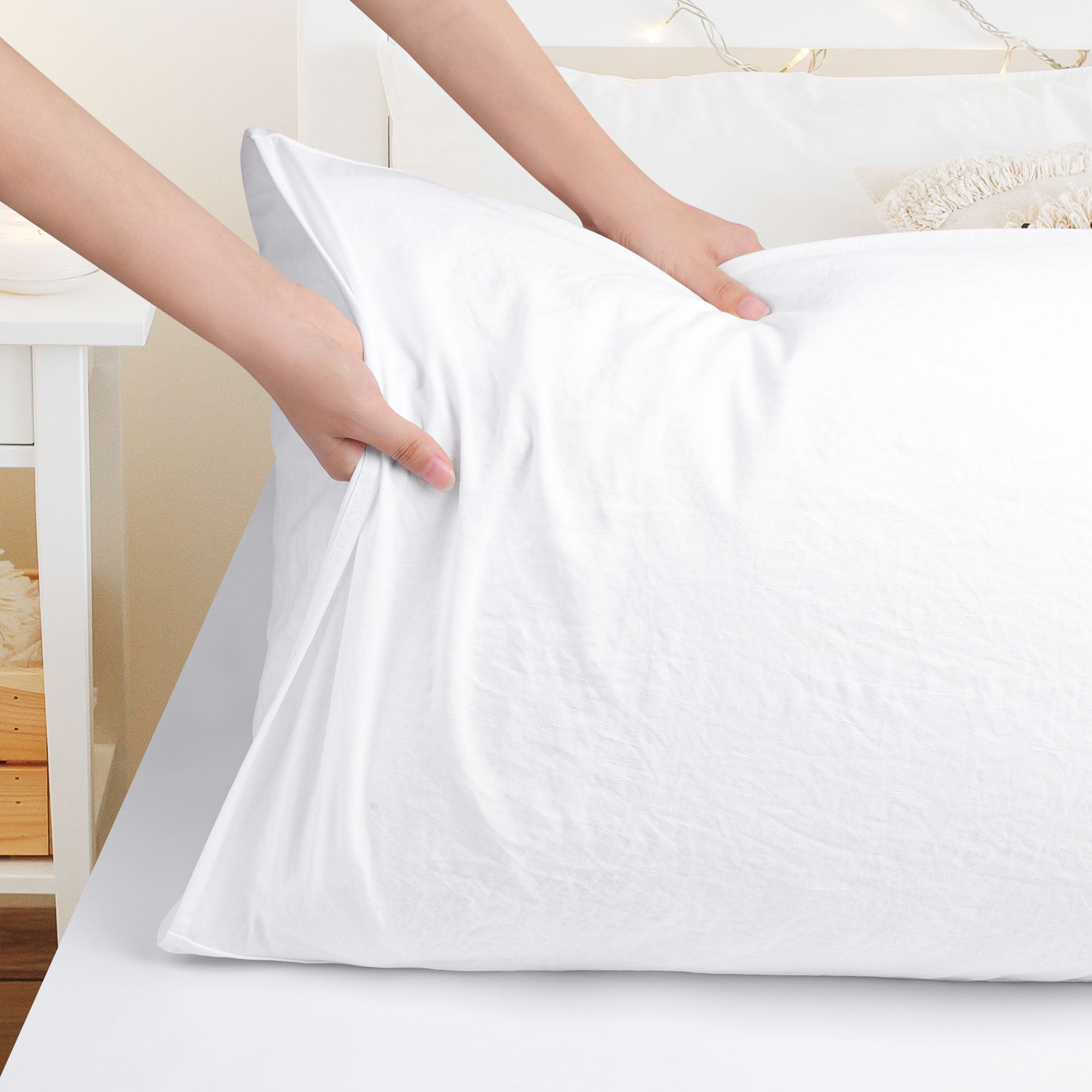 Unique Bargains Envelope Closure Washed Microfiber Body Pillowcases White 20"x48"