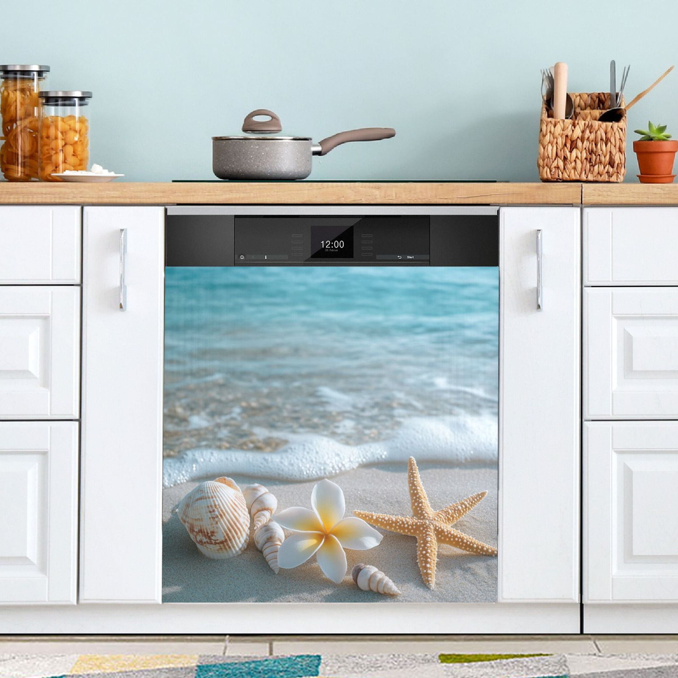 Dishwasher Magnetic Sticker 23x26 Inch Refrigerator Magnetic Sticker Washing Machine Magnetic Sticker Kitchen Panel Magnetic Sticker Home Decor Beautiful Sea Shell