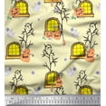 thumbnail image 1 of Soimoi Modal Satin Fabric Haunted House,Pumpkin & Ghost Halloween Print Sewing Fabric Yard 42 Inch Wide, 1 of 3
