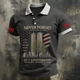 thumbnail image 2 of 9/11 25th Anniversary Men's Polo Shirt - Commemorative Graphic Short Sleeve Collared Top with Smooth Fabric for Everyday Tribute Dark Gray 3XL, 2 of 3