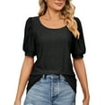 thumbnail image 2 of Fengqque Women's Round- Neck Hollow Out Recreational Short Sleeve Tops, 2 of 9
