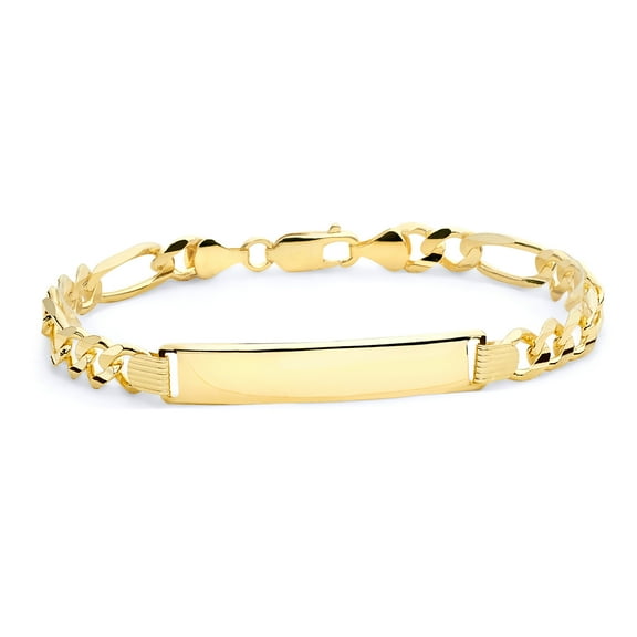Wellingsale 14k Yellow Gold Polished Mens Figaro 3 1 ID Bracelet - 8.5"