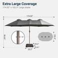 thumbnail image 2 of XIZZI 15ft Patio Umbrella with Base and Crank Handle, Extra Large Double-Sided Outdoor Umbrella with Waterproof, UV Resistant, Rectangle Garden Table Umbrellas Dark Gray, 2 of 9