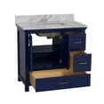 thumbnail image 2 of Paige 36" Bathroom Vanity with Royal Blue Cabinet and Carrara Marble Top, 2 of 5