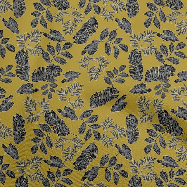 oneOone Georgette Viscose Olive Green Fabric Tropical Line Drawing Leaf Sewing Craft Projects Fabric Prints By Yard 42 Inch Wide