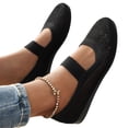 thumbnail image 2 of Domuza Women's Mary Jane Casual Comfortable Hollow Out Knitted Flats Shoes,Fashion Mesh Walking Beach Shoes Lightweight Breathable Slip-On Shoes Black 8（EU-40）, 2 of 4