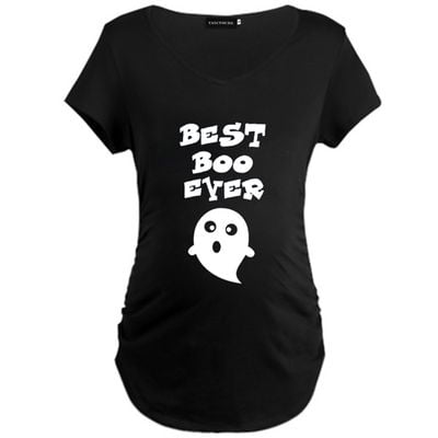 KABOER New Fashion Women Maternity Halloween best boo eyer print pregnant mother T Shirt round neck Short Sleeve Tee Shirt