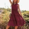 thumbnail image 1 of Robes pour Femmes 2023 Mode Féminine Col Rond Couleur Unie Robe Décontractée Ample Robe de Soirée pour Femmes Élégante Élégante en Solde, 1 of 5
