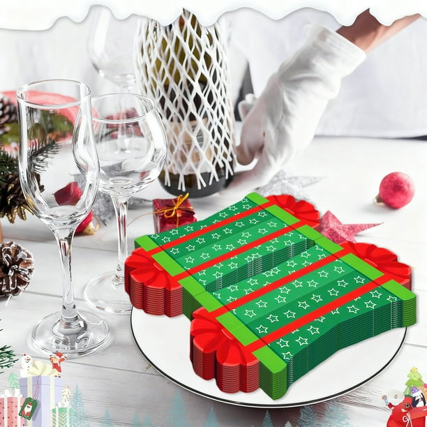 xihome Paquete de 20 servilletas de papel desechables de 3 capas para fiestas navideñas con diseños de Pap Noel, rbol y copos de nieve para decorar la mesa de postres.