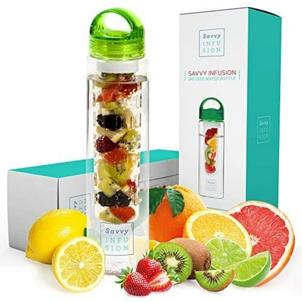 Savvy Infusion Water Bottles 24 or 32 Ounce Fruit Infuser Bottle