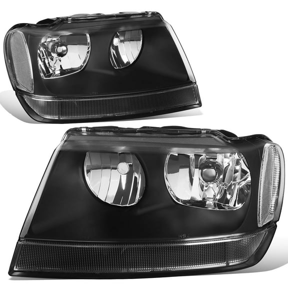 DNA Motoring For 99-04 jeep Grand Cherokee WJ Black Clear Corner Headlight Lamps Pair