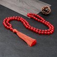 thumbnail image 2 of New Budda 8MM Red Chalcedony Beaded Bracelet Prayer 80 Beads Tassel Pendant Necklace Women Yoga Healing Jewelry Gift for Friend, 2 of 5