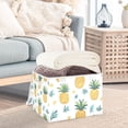 thumbnail image 3 of Yayeee Collapsible Cube Storage Bin with Lid Fabric Closet Decorative Basket with Handles, Pineapple, 3 of 7