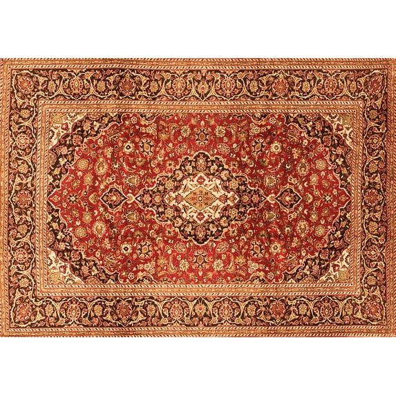 Ahgly Company Indoor Rectangle Medallion Orange Traditional Area Rugs, 7' x 9'