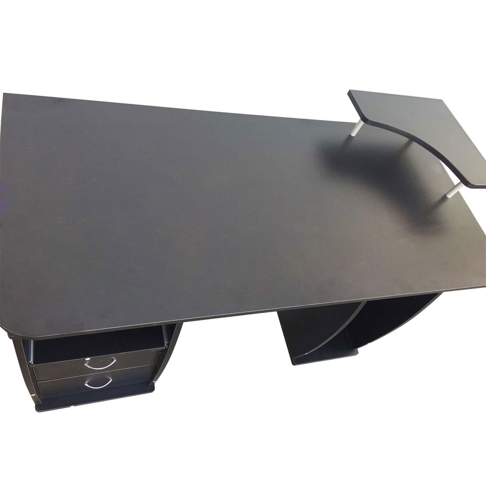 Kepooman Integrated Melamine Board Computer Desk with Drawers, Black Kepooman Integrated Melamine Board Computer Desk with Drawers, Black