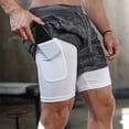thumbnail image 4 of Pantalones cortos deportivos de camuflaje para hombre, 2 en 1, doble cubierta, secado rápido, para gimnasio, Fitness, entrenamiento, talla grande, M-5XL, 4 of 5