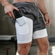 thumbnail image 4 of Pantalones cortos deportivos de camuflaje para hombre, 2 en 1, doble cubierta, secado rápido, para gimnasio, Fitness, entrenamiento, talla grande, M-5XL, 4 of 5