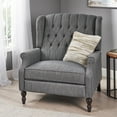 thumbnail image 2 of GDF Studio Dunham Contemporary Fabric Tufted Oversized Pushback Recliner, Charcoal and Dark Brown, 2 of 11