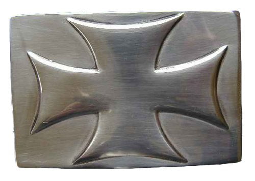 Large Buff Shine Iron Cross Novelty Belt Buckle