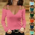 thumbnail image 6 of Women's Long Sleeve Tops Cold Shoulder V Neck Tunic Trendy Pullover Shirts Casual Solid Color Blouses Mint Green,3XL, 6 of 6