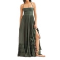 thumbnail image 1 of SUNSIOM Femmes Licol Long Robe Couleur Unie Plissée Ourlet Dos Nu Robe de Soirée pour Beach Club Streetwear d'Été, 1 of 6