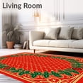 thumbnail image 2 of ODIKA 6'x9' Machine Washable Non-Slip Area Rug, Vintage Holly with Festive Berries and Elegant Interlocking Vines High Traffic Rug, Red, 629982, 2 of 7