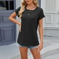 thumbnail image 5 of Women Blouses Fit Short Loose Fitted Shirt Teen Blouses Tops Dressy Crop Short Sleeve Tops for Women Christmas Shirt Dressy Long Sleeve Teen Girl Long Rayon Shirts for Tunic Shirts Black S, 5 of 7