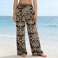 thumbnail image 6 of MYAOYI Women's Loose Flowy Palazzo Pants, Damask Print Elastic High Waist Casual Trousers, 6 of 7