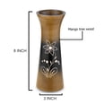 thumbnail image 3 of Rainforest Brown Hand Carved Lily Flower 8-inch Mango Tree Set of 2 Wood Vase, 3 of 5