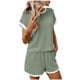 thumbnail image 1 of Camisas de Manga Corta para las Mujeres Casual Color Sólido Cuello Redondo Blusa Y Pantalones Cortos Conjunto, Moda Primavera Verano Traje, 1 of 7