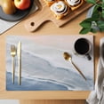 thumbnail image 2 of Navy Blue Coastal Wave Placemats Set of 12, Summer Modern Ocean Beach Placemats for Dining Table, Place Mats for Kitchen Tabletop, Waterproof Wipeable Dining Table Mats Set, 2 of 9