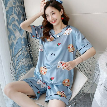

CoCopeaunt Womens Silk Satin Pajamas Pyjamas Set Sleepwear Pijama Couple Pajamas Suit Female Sleep Two Piece Set Men Loungewear Plus Size
