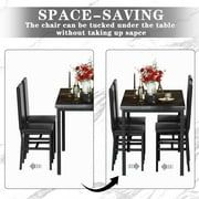 AWQM 5-Peice Dining Table Set, Faux Marble Dining Room Table and Chairs Set, Rectangle Kitchen Table Set with Durable Metal Frame and Upholstered Chairs, for Dining Room, Kitchen, Black
