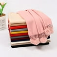 thumbnail image 4 of Biplut 200cmx70cm Winter Women Scarf Plush Ball Decoration Solid Color Tassels Thickened Double-sided Wearing Shawl Wrap for Outdoor (Camel), 4 of 13