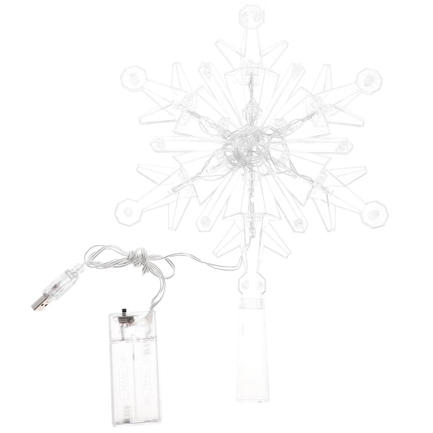 Adorno para la punta del árbol de Navidad GOOHOCHY con forma de copo de nieve y luces LED.