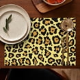 thumbnail image 4 of Yellow and Black Leopard Pattern Summer Placemats Table Placemats Set Of 6-Linen Kitchen Washable Placemats Table Mats 11.8"x17.7"Non-Slip Heat Resistant, 4 of 5