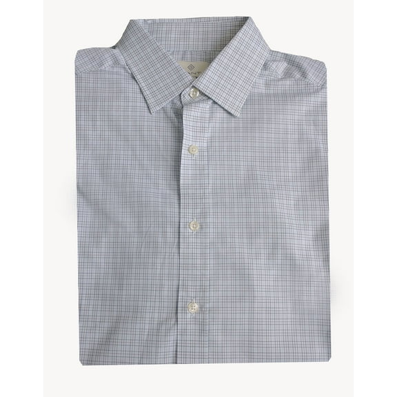 GANT DIAMOND G Men's Copen Blue Tattersall Check Fitted Shirt 383925 Size 39