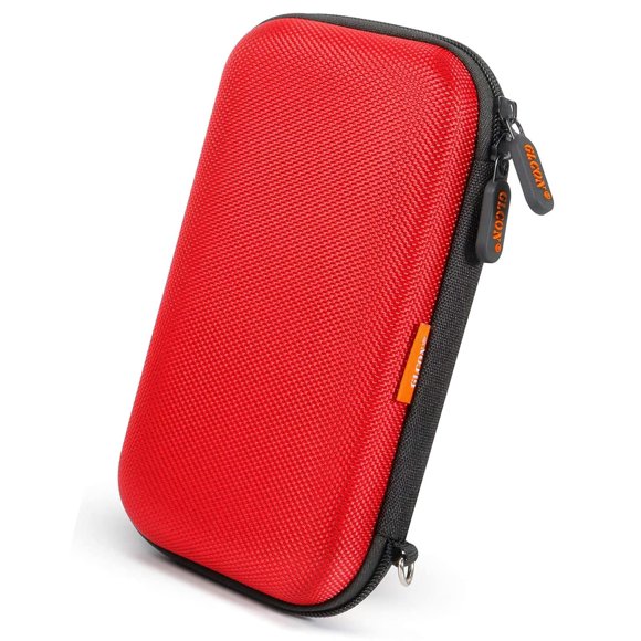 External Hard Drive Case - GLCON Shockproof EVA Carrying Case for WD My Passport Element Seagate Expansion Backup Toshiba 1TB 2TB 4TB - High Protection Portable Travel Electronic Power Bank Bag (Red)