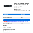 thumbnail image 2 of Front Left Axle Assembly - Compatible with 2000 - 2010 Dodge Dakota 4WD 2001 2002 2003 2004 2005 2006 2007 2008 2009, 2 of 2