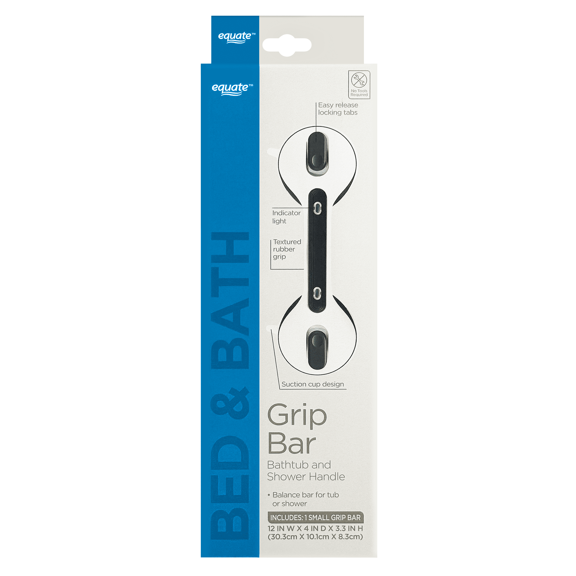 Equate Bed and Bath Grip Bar Bathtub and Shower Handle, 12"