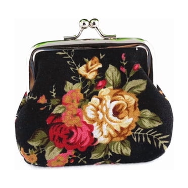 GASTROPOD Women's Vintage Floral Change Coin Purse Small Wallet, Black