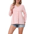 thumbnail image 4 of INSPIRE CHIC Boho Button Down Blouse for Women Long Sleeve V Neck Lightweight Dressy Casual Top L Pink, 4 of 6