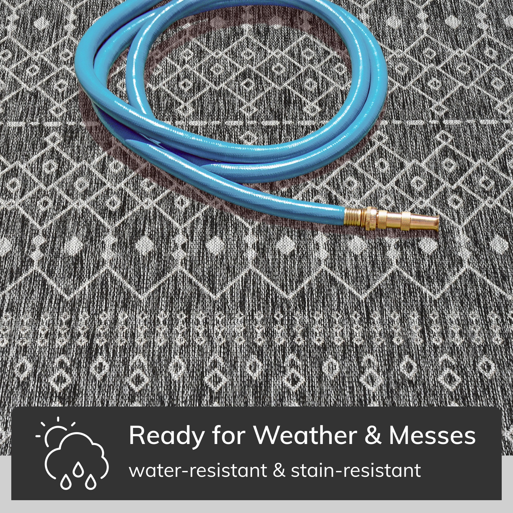 Well Woven Medusa Nord 3' x 5' Grey Moroccan Tribal Outdoor Rug
