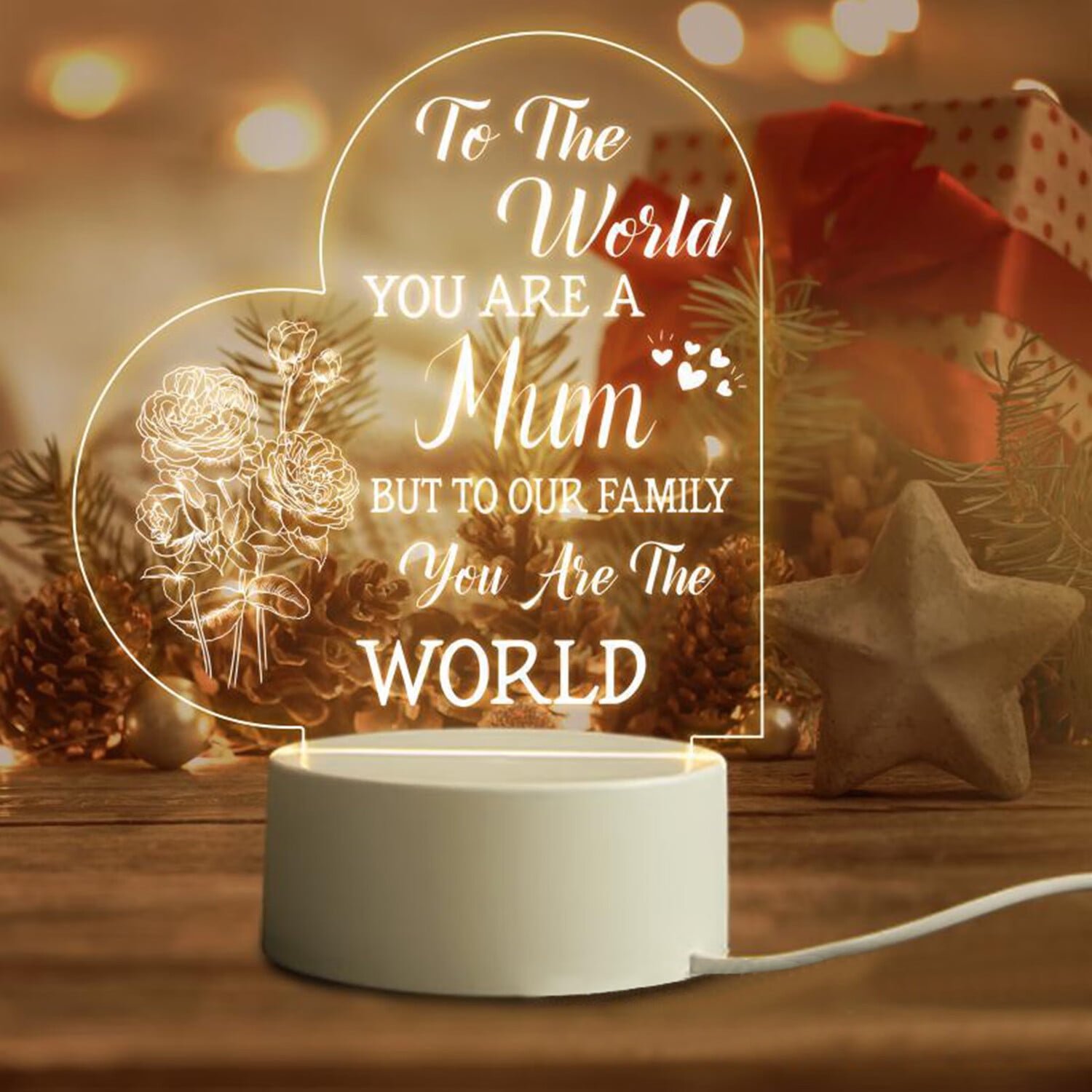 NABYSHOP Birthday Gifts for Mom, Mom Gifts from Daughter Son, Mother's Day  Gifts, Christmas Gifts, Thanksgiving Gifts for Mom, Stepmom, Mother-in-Law,  Acrylic Night Light - Yahoo Shopping