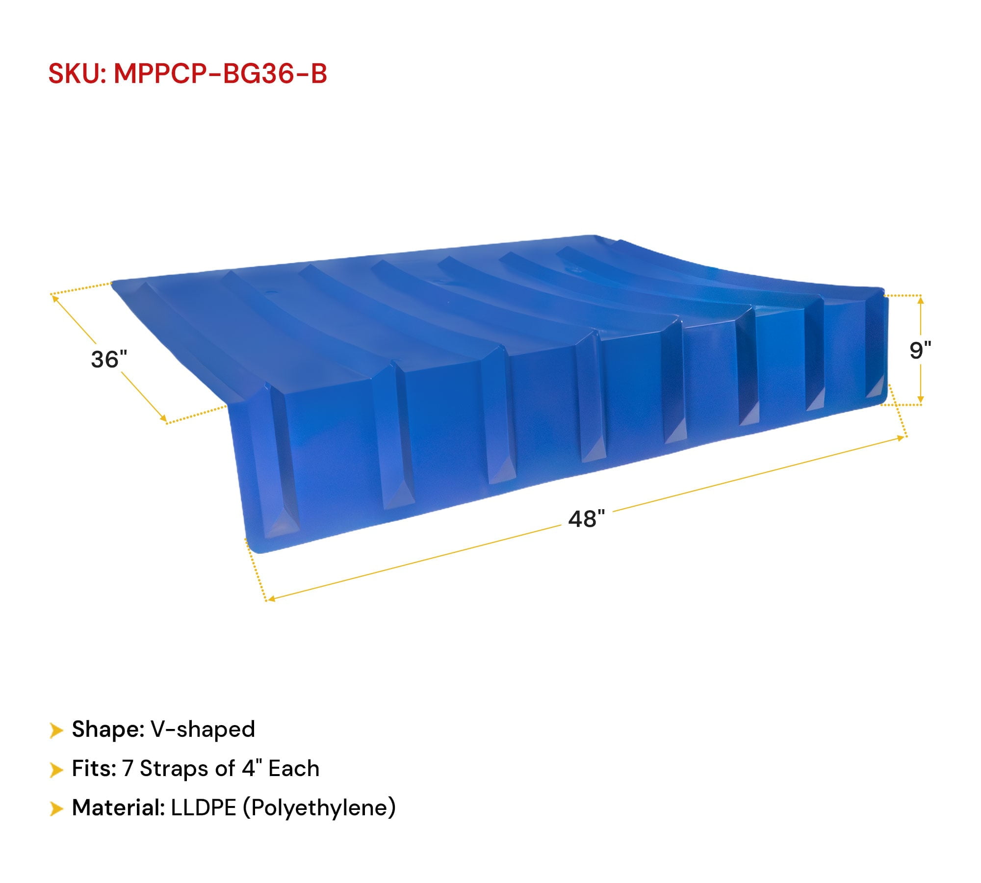 50 Pack 9"x48"x36" (Drop) Brick Guard V Shaped Corner Protector - Blue Edge Guard - Weather & Abrasion Resistant - Fit up to 7 Straps of 4"